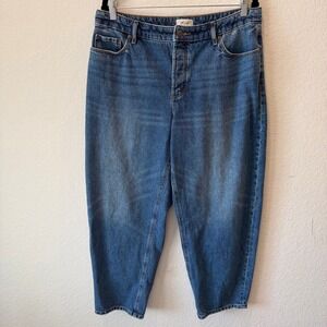 Rivete Denim Womens High Rise Barrel Jeans Medium Wash Blue Size 30 Cropped
